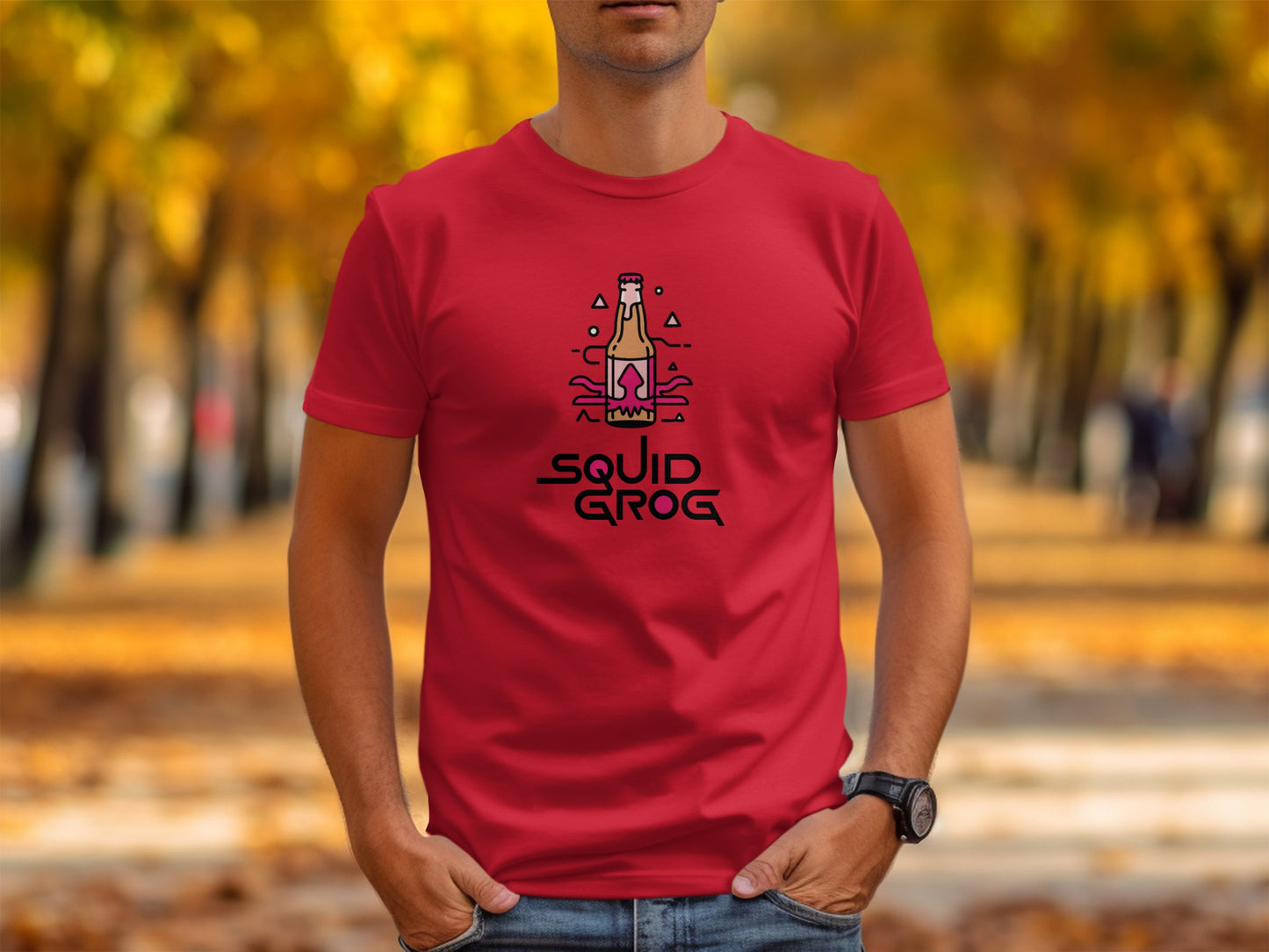 Squid Grog Design Vibrant Outdoor Red Shirt product