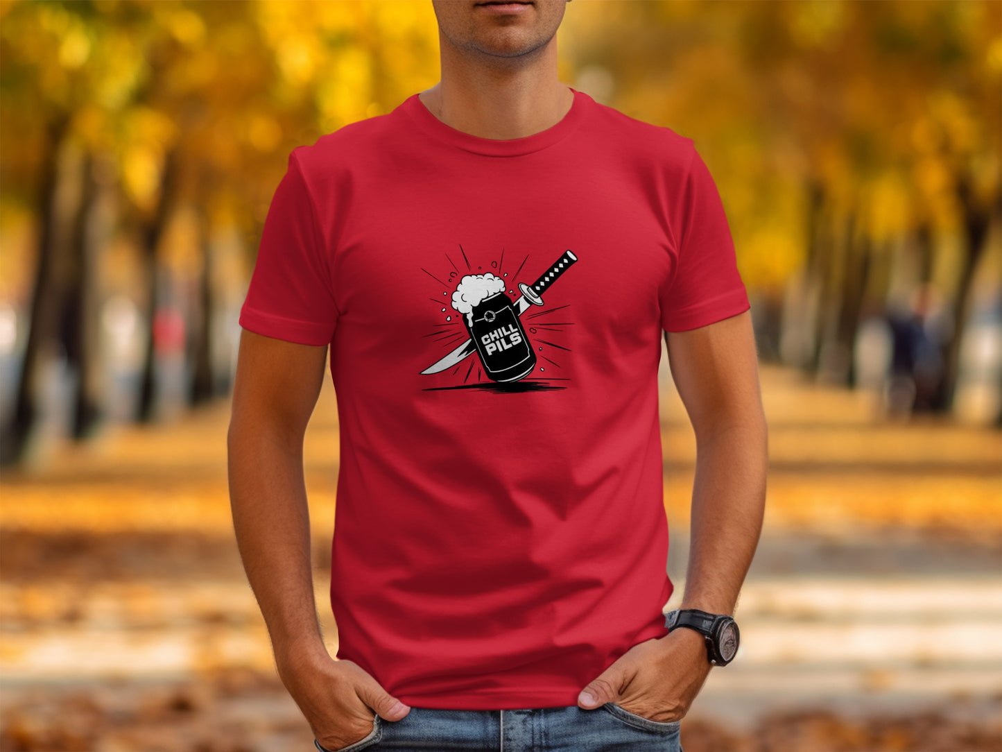 Cool Ninja Pills Sword and Beer Graphic Tee product