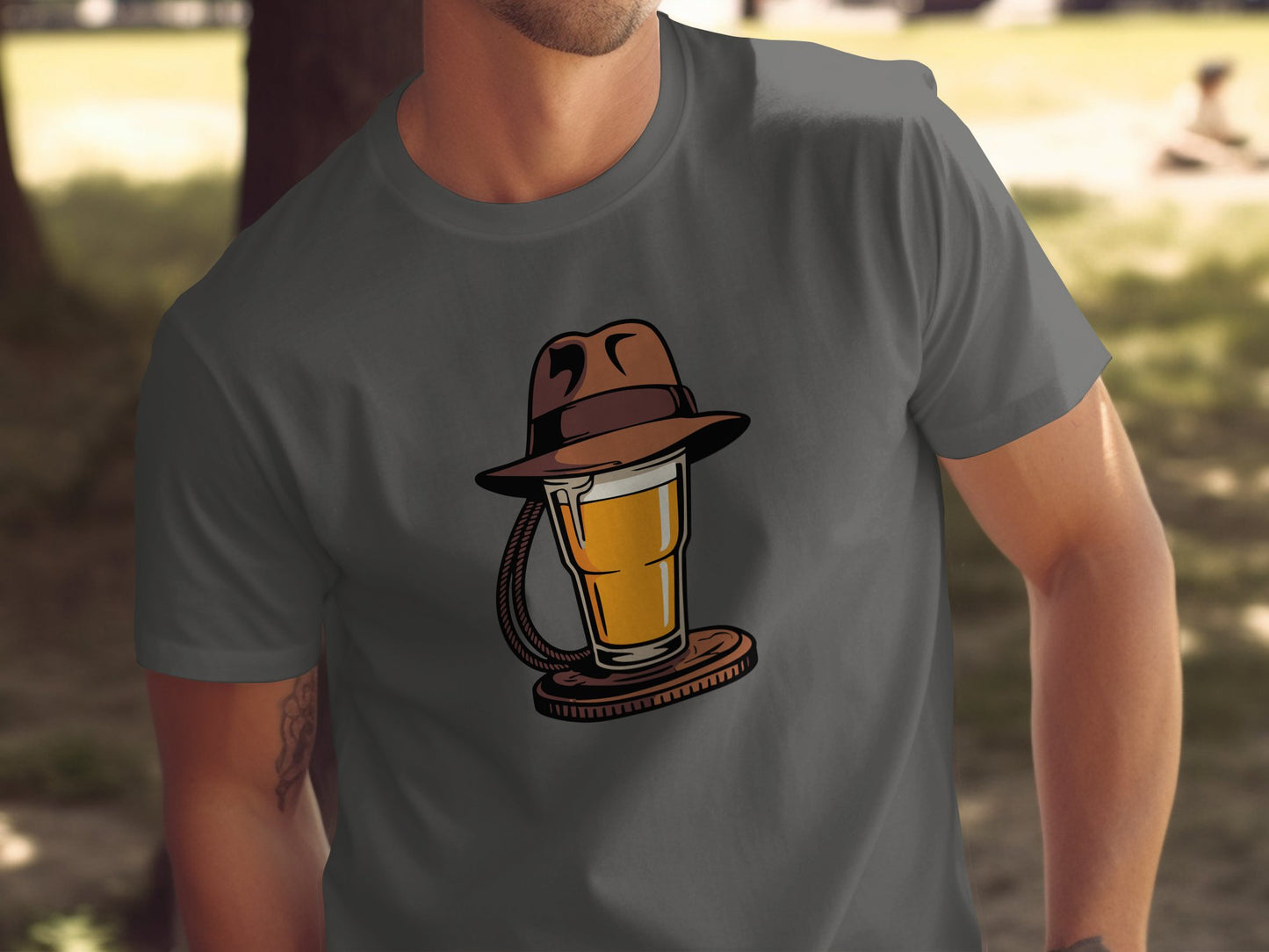 Quirky Cowboy Hat and Drink Illustration Shirt product