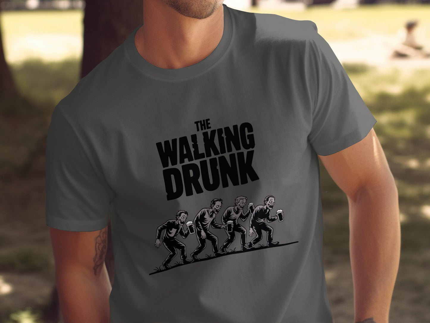 The Walking Drunk Funny Graphic Tee Shirt product type