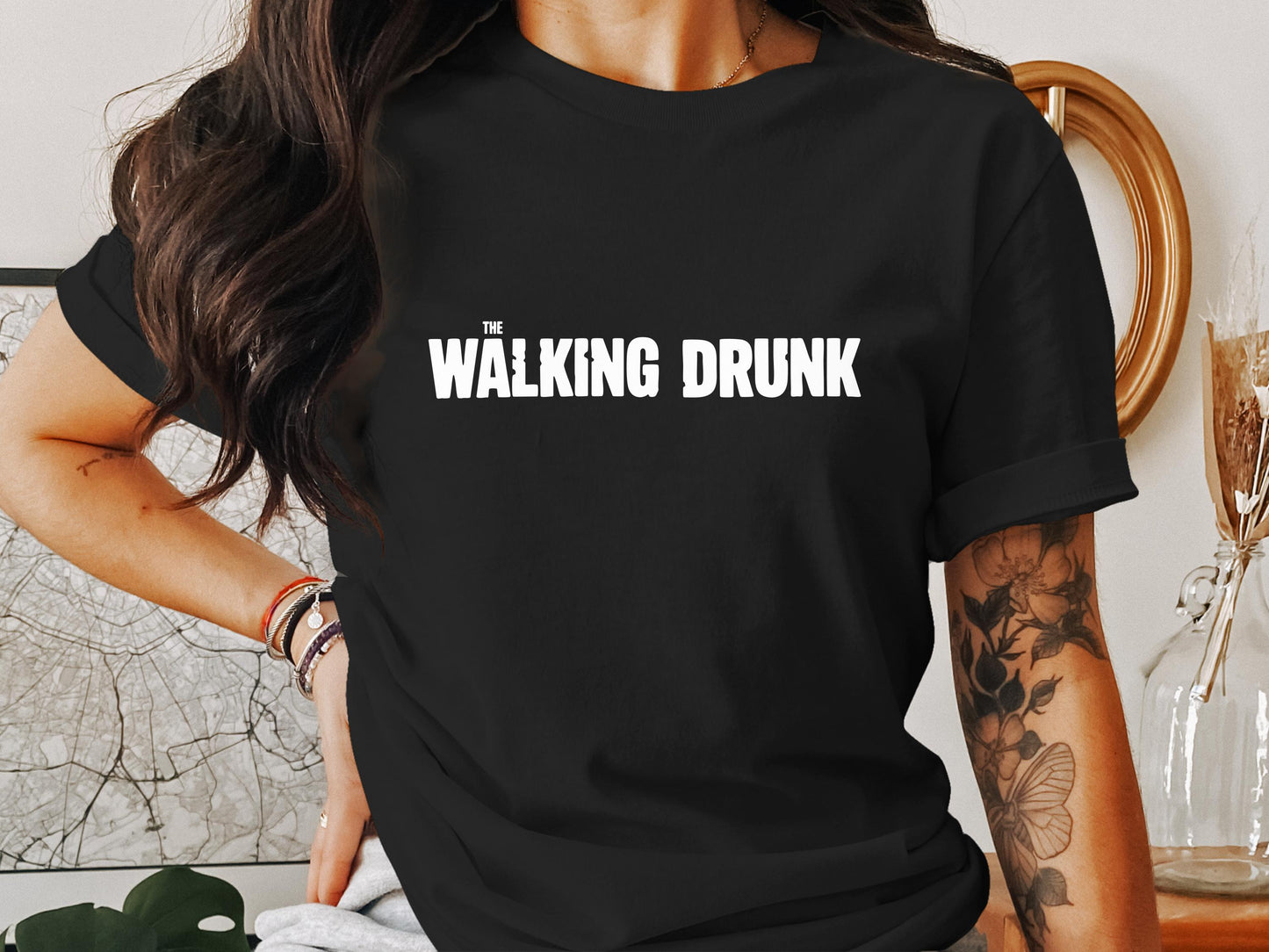 The Walking Drunk Funny Graphic Printed T-Shirt product