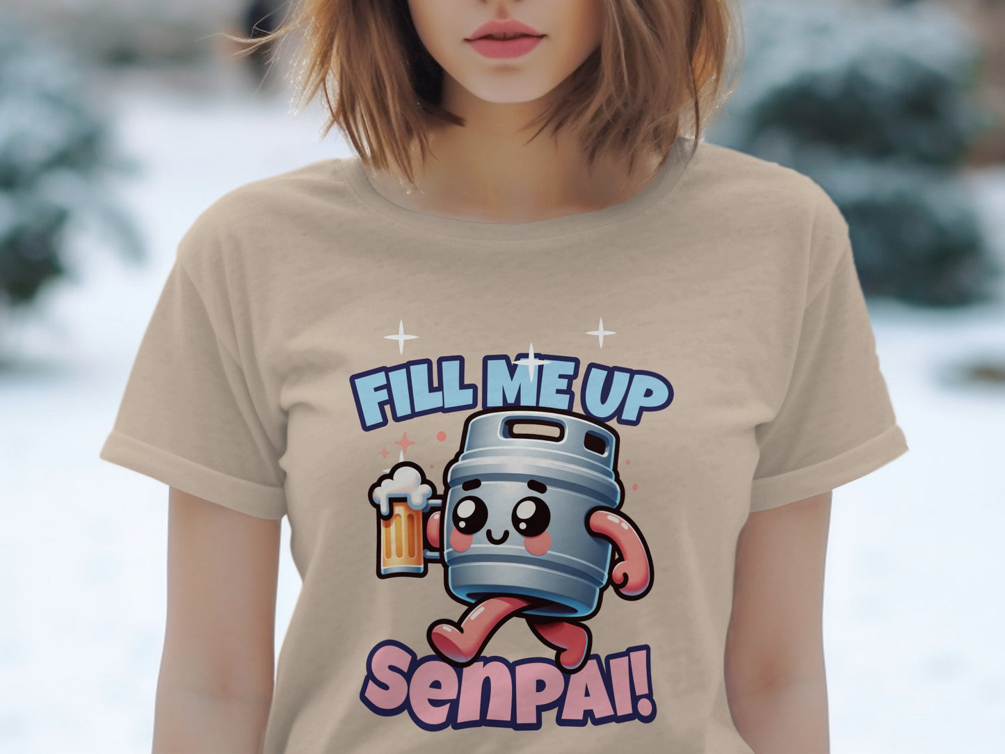 Fill Me Up Senpai Beer Keg Cartoon T-Shirt product type