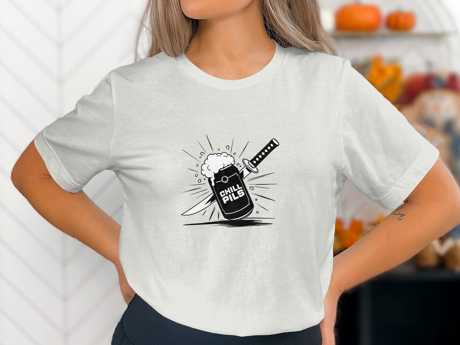 Chill Pills Sword Design Graphic White T Shirt product