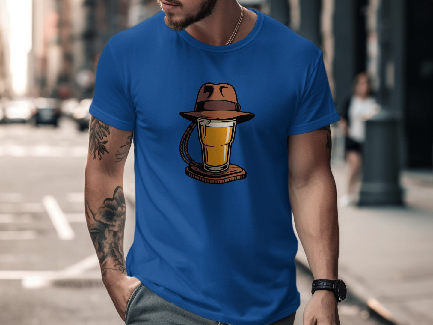 Fashionable Hat and Beer Glass Design T-shirt product