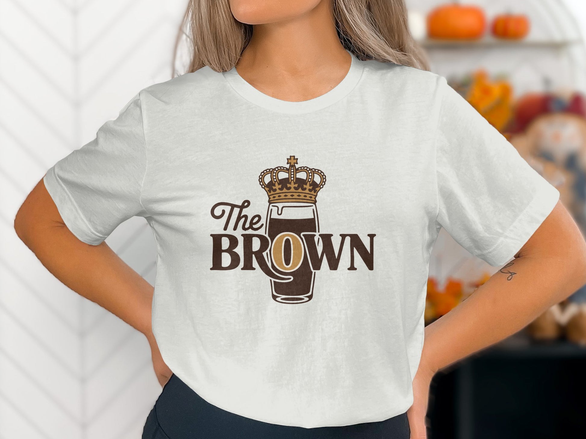 The Brown Beer Glass Design on White Shirt product