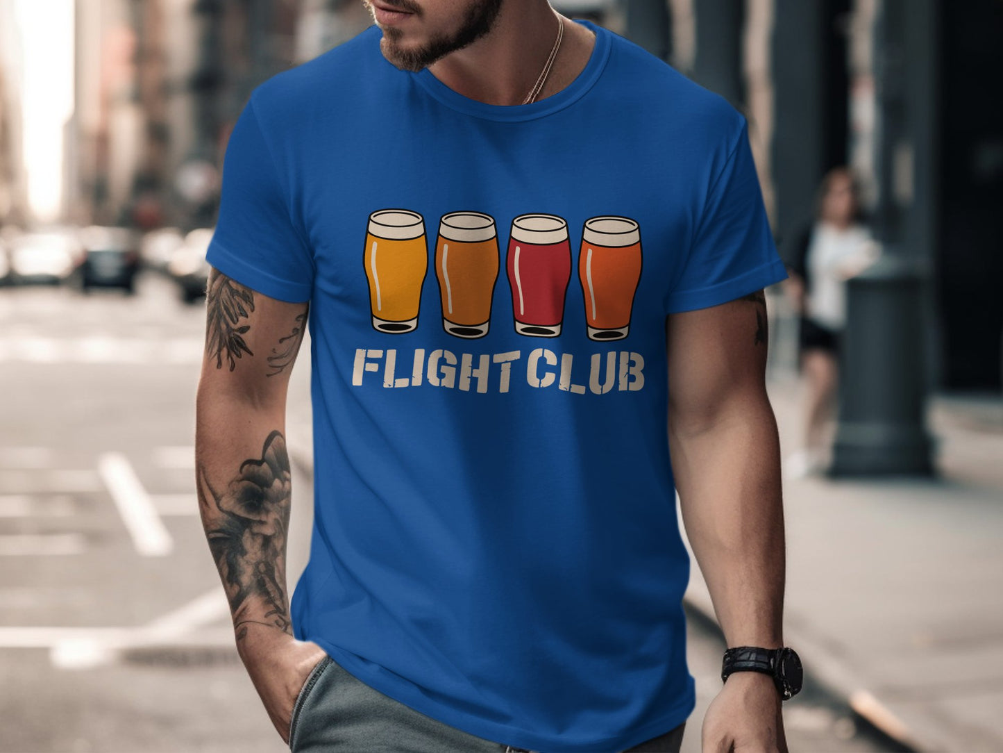 Flight Club Beer Pint Blue Graphic T-shirt product type