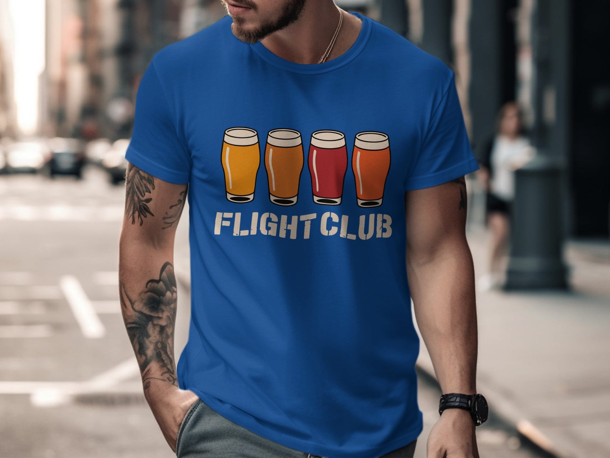 Flight Club Beer Pint Blue Graphic T-shirt product type