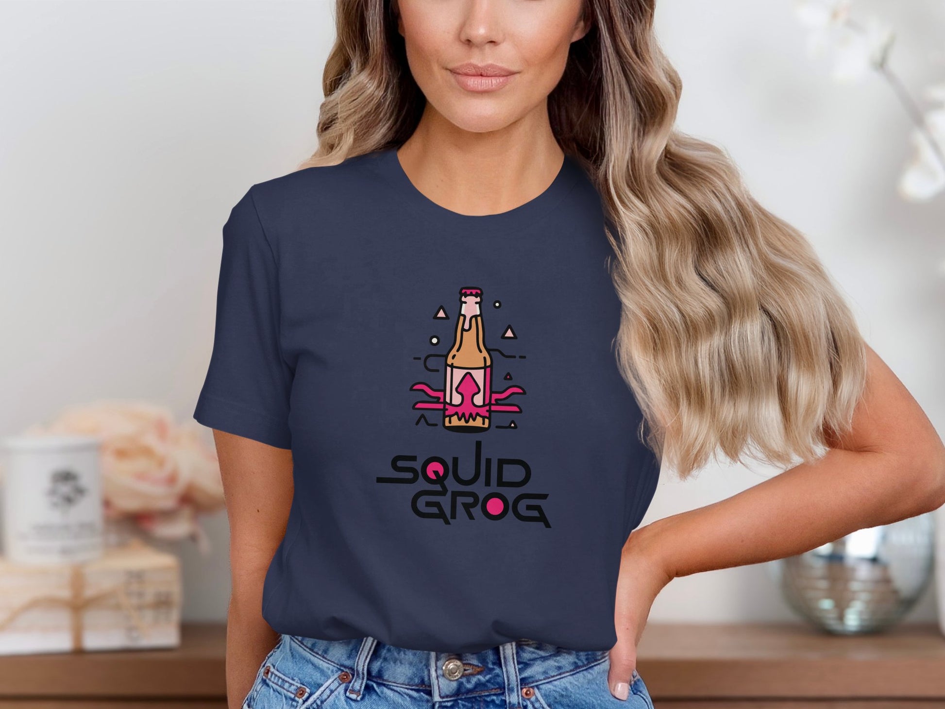 Squid Grog Graphic T-Shirt Beverage Design product type