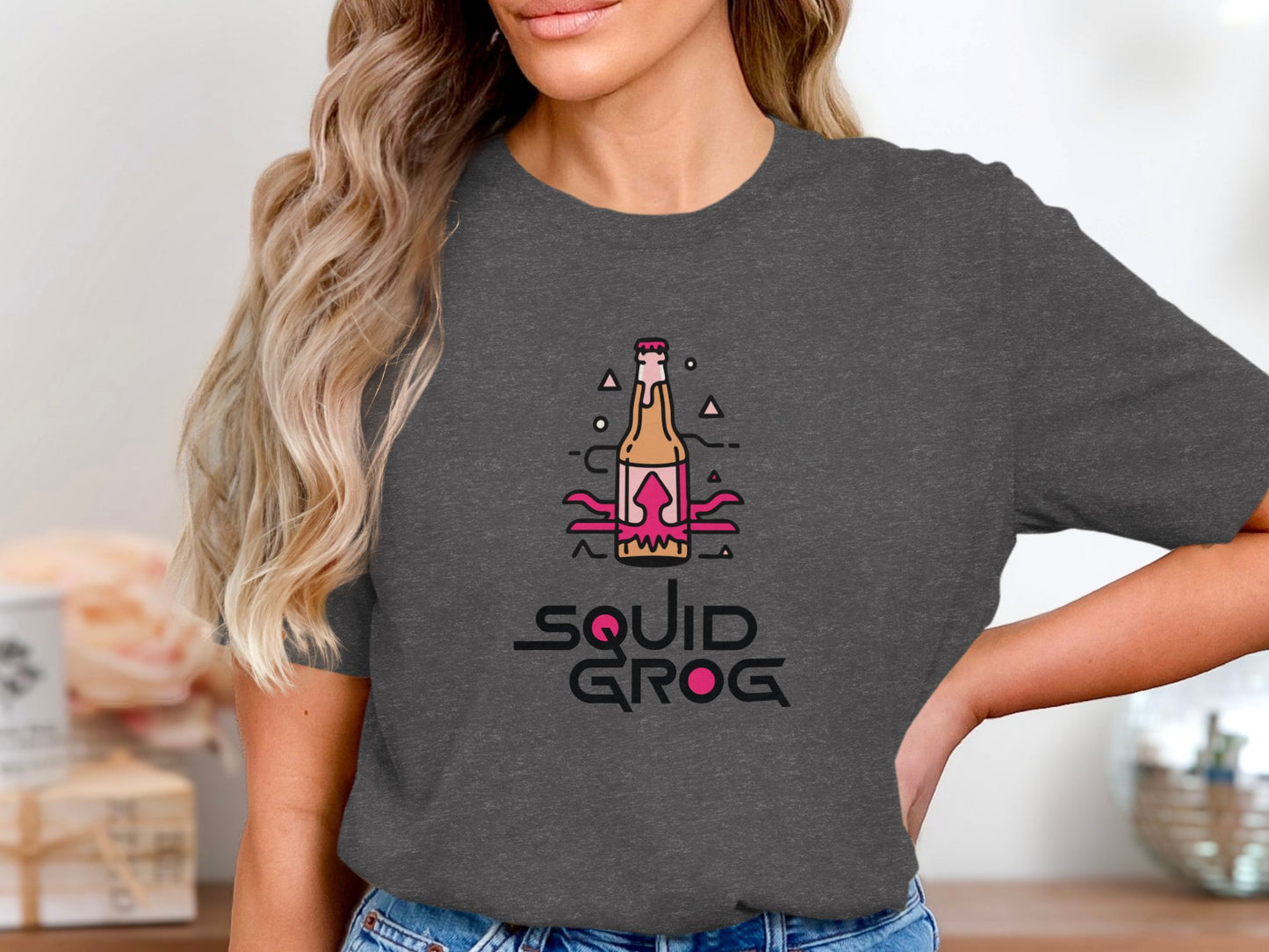 Squid Grog Graphic Novelty Grey T-Shirt product