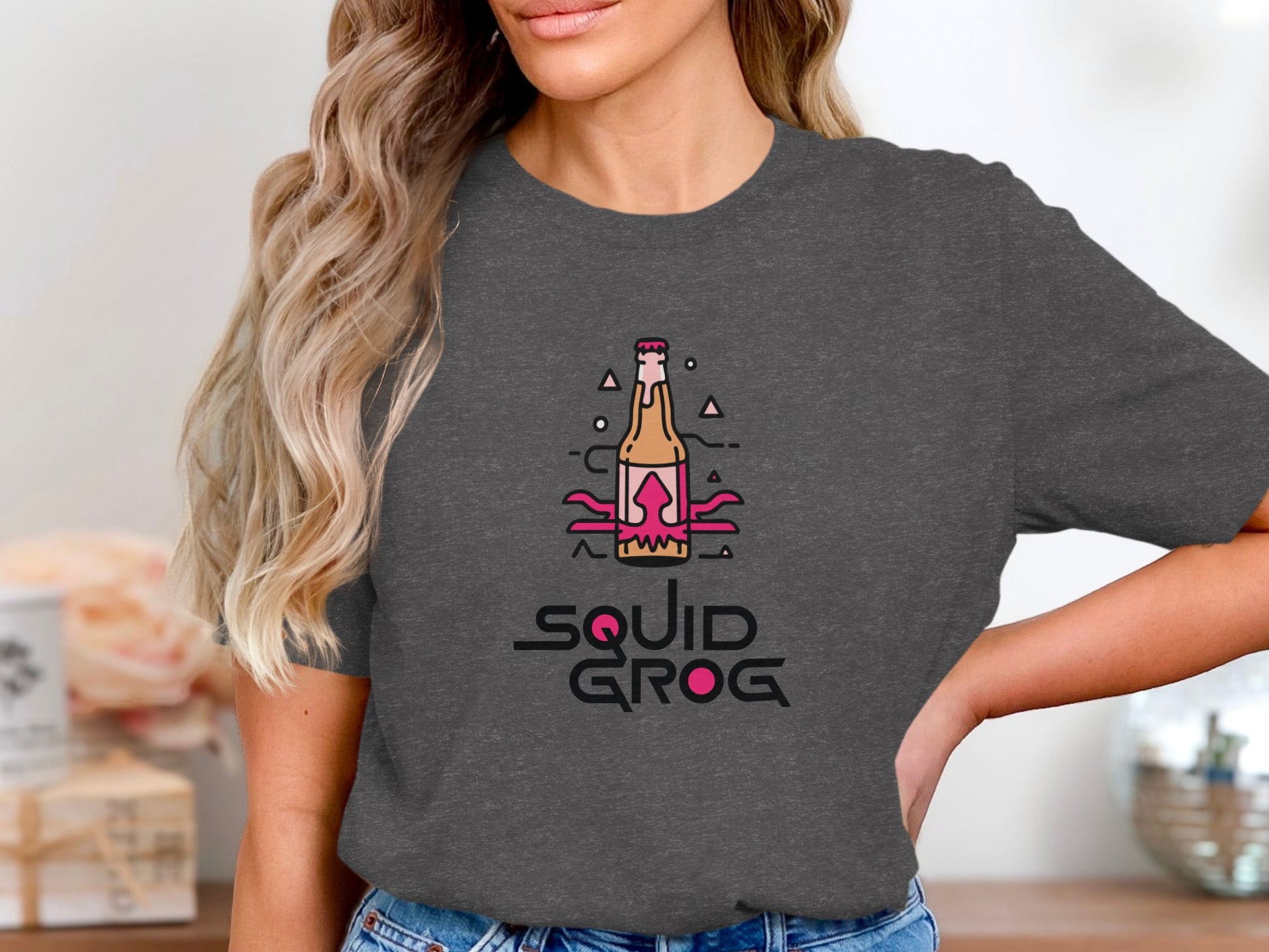 Squid Grog Graphic Novelty Grey T-Shirt product