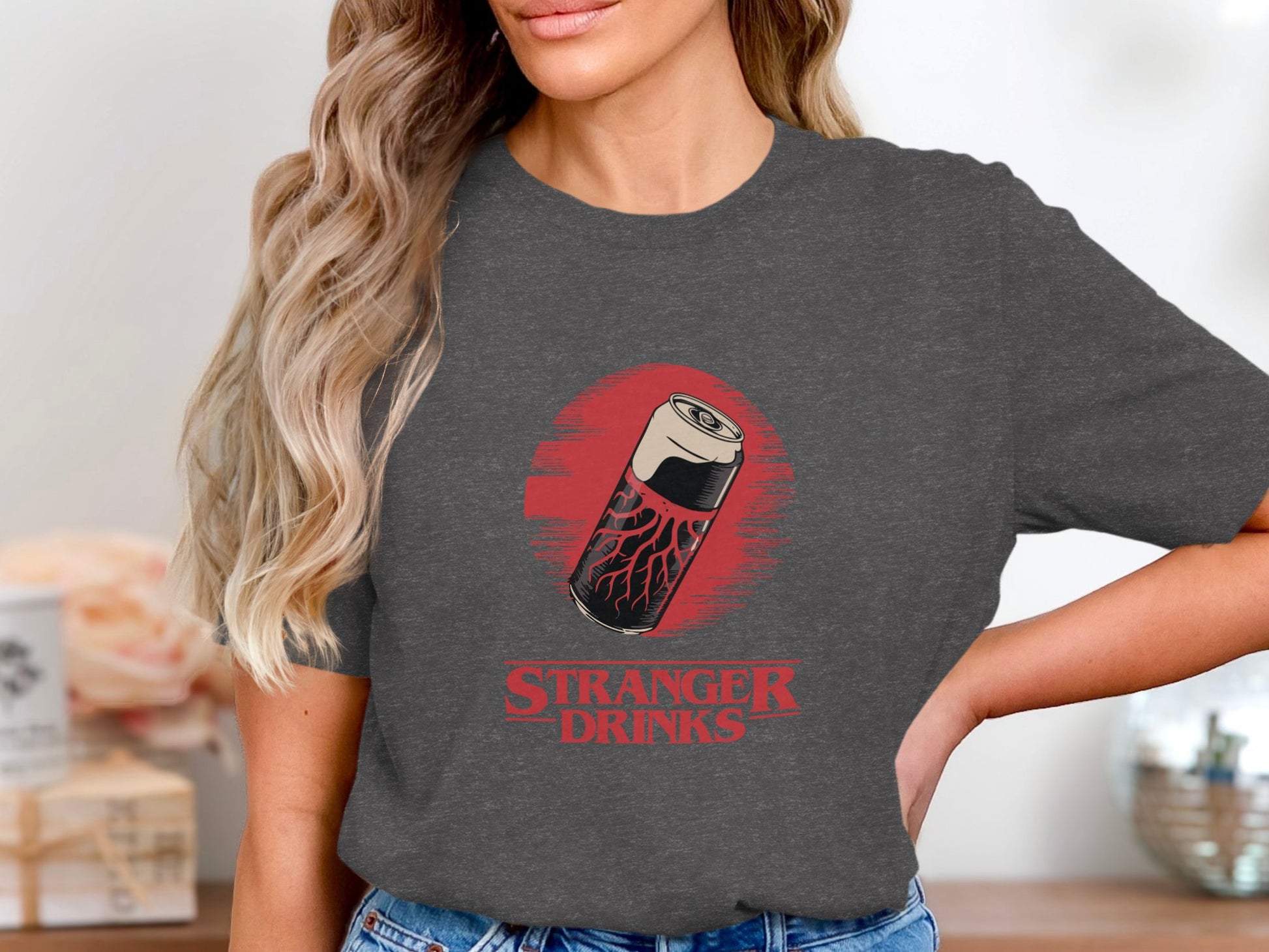 Stranger Drinks Graphic Round Neck T-Shirt product type