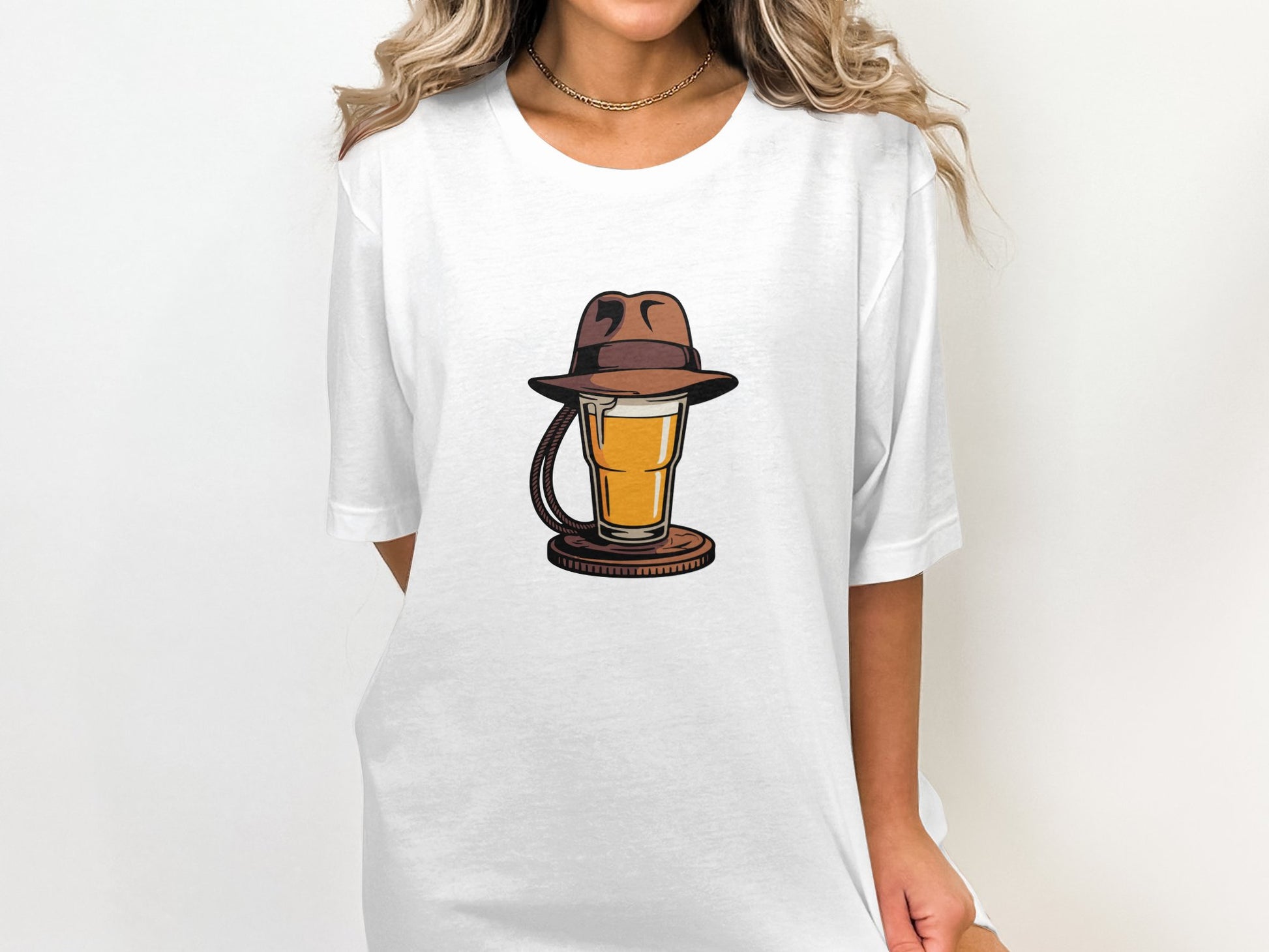 Hat Beer Glass Print Short Sleeve Shirt product